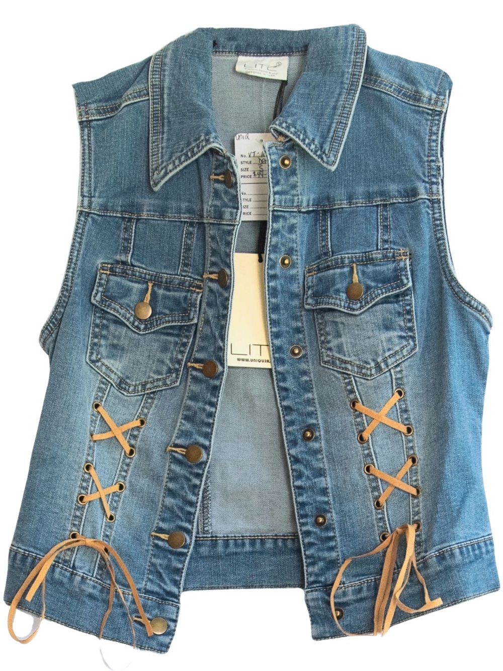 LITZ Denim Lace Up Vest
